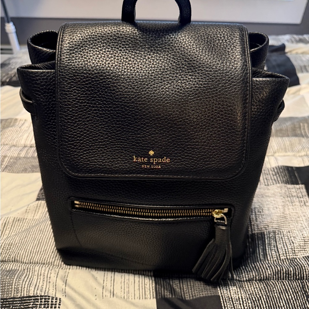 Kate Spade Black Pebbled Leather Backpack
